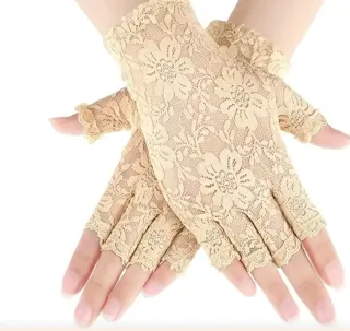 Guantes de encaje beige especial Carnaval Indianos
