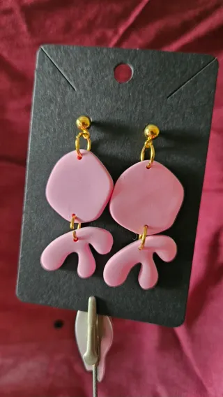 Pendientes largos rosa y dorado