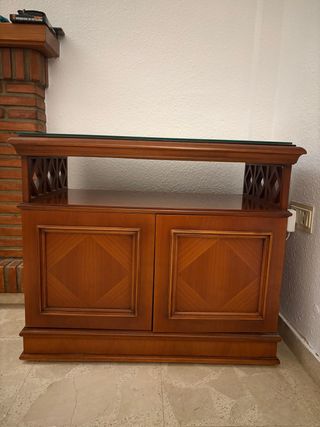 Mueble TV madera y cristal