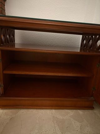 Mueble TV madera y cristal