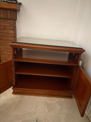 Mueble TV madera y cristal