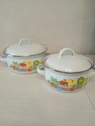 Set 2 pentolini smaltati decorati