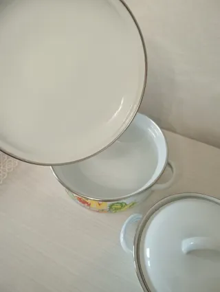 Set 2 pentolini smaltati decorati