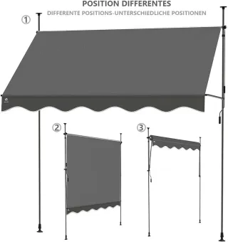 Toldo VOUNOT retráctil 250x120 cm gris