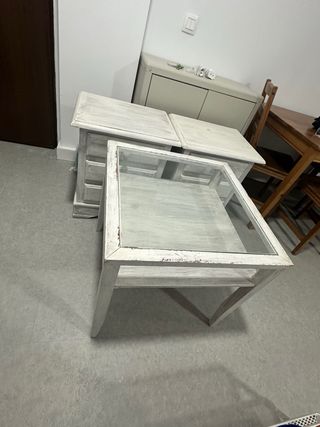 Conjunto Mesitas Dormitorio y Salón Madera Maciza