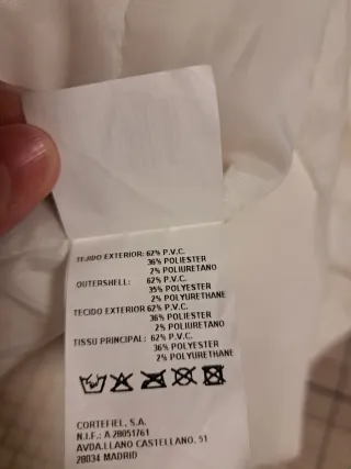 Abrigo Cortefiel blanco impermeable talla M-L