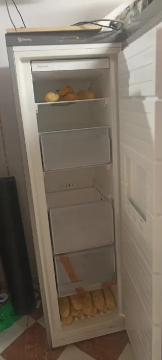 Congelador vertical plateado