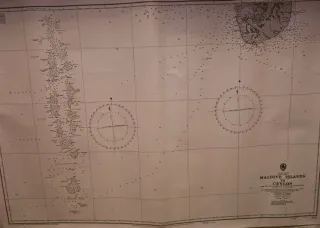 Carta náutica antigua Islas Maldivas a Ceilán