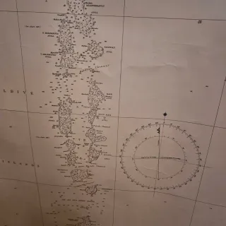 Carta náutica antigua Islas Maldivas a Ceilán