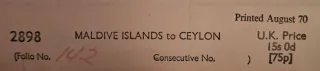 Carta náutica antigua Islas Maldivas a Ceilán