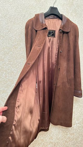 Chaqueta de ante marrón en piel de vacuno