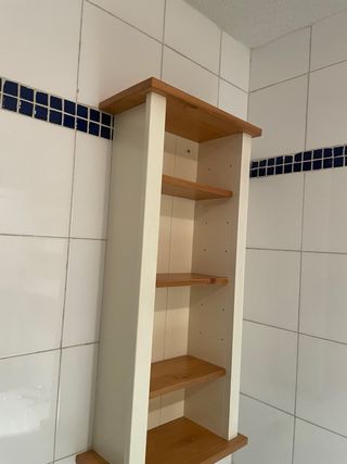 Mueble baño espejo y estante madera