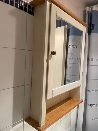 Mueble baño espejo y estante madera