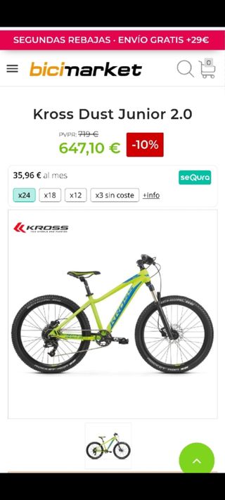 Bicicleta Kross Dust JR 2.0 24" pulgadas.
