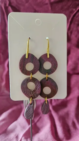 Pendientes largos aro y lágrima multicolor