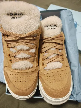 Zapatillas Prada Beige/Marrón Borreguito