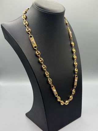 Ref 513Cadena Versace Oro Italiano 18k Granos Café