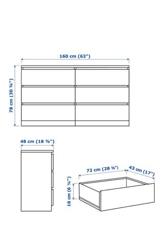 Cómoda Malm 6 cajones