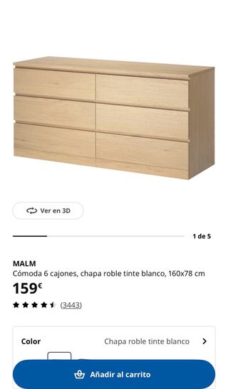 Cómoda Malm 6 cajones