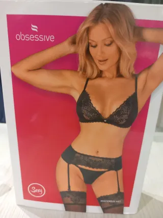 Conjunto lencería Obsessive negro talla L