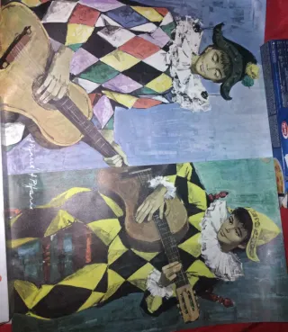 Láminas Arlequines Tocando Guitarra