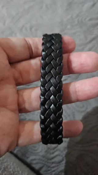 Pulsera trenzada LOTUS Style cuero negro