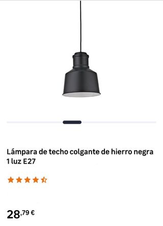 Lámpara de techo negra de metal