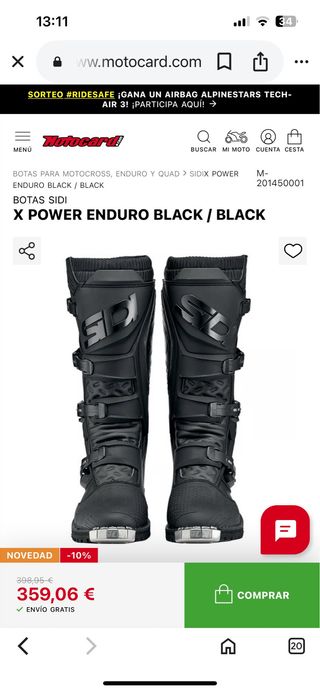 Botas Sidi X Power Enduro Talla 45 Negras