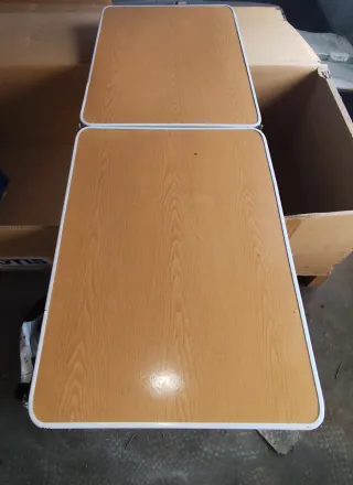 Mesa plegable doble camping madera