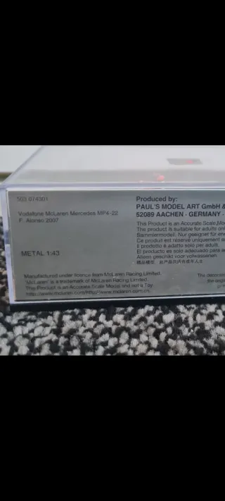 McLaren Mercedes MP4-22 F. Alonso 2007
