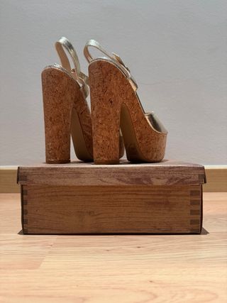 Sandalias Doradas Plataforma Talla 37
