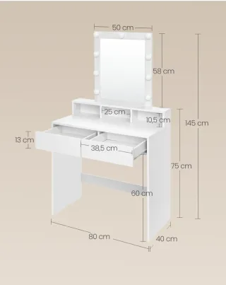 Tocador de maquillaje blanco