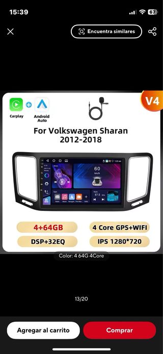 Pantalla Multimedia VW Sharan 4G 64G AHD DVR