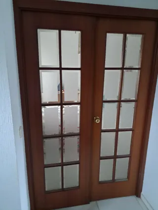 Sevilla. Puerta doble de madera con cristales