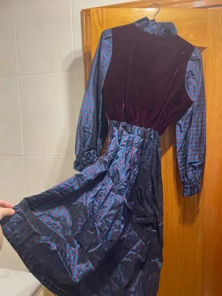 Vestido Terciopelo y Raso Fiesta Corto