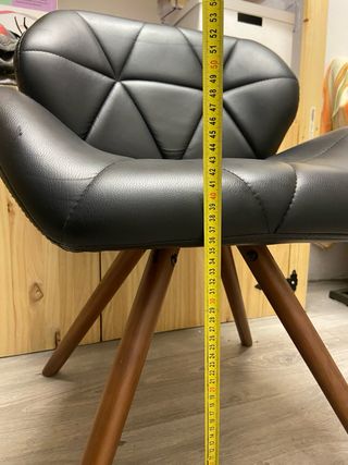 Silla Negra Cuero Sintético Madera