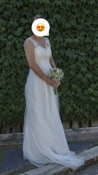 Vestido de novia boho romántico – encaje y tul