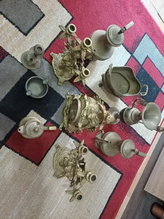 Lote antigüedades latón decoración