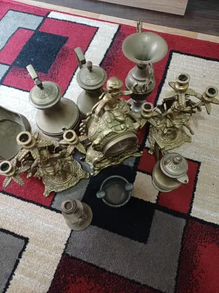 Lote antigüedades latón decoración