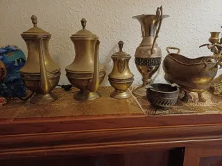 Lote antigüedades latón decoración