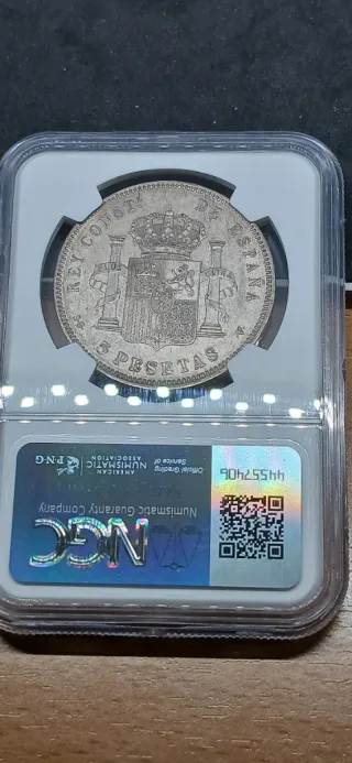 5 Pesetas España 1898 Alfonso XIII NGC AU55