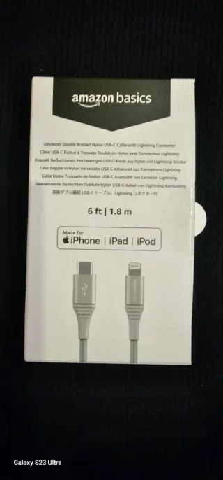 Cable Amazon Basics USB-C a Lightning 1.8m