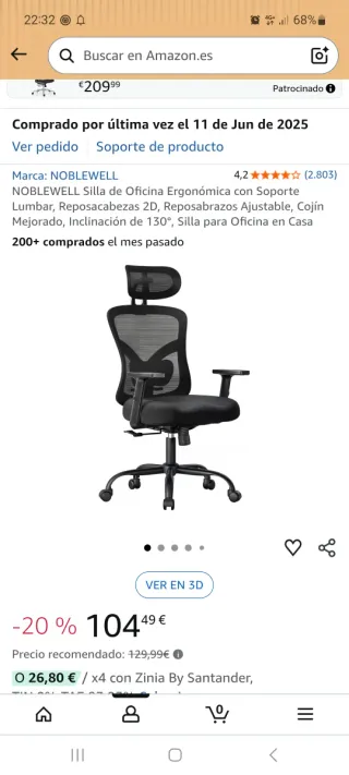 Sillas de Oficina Ergonómicas en negro.