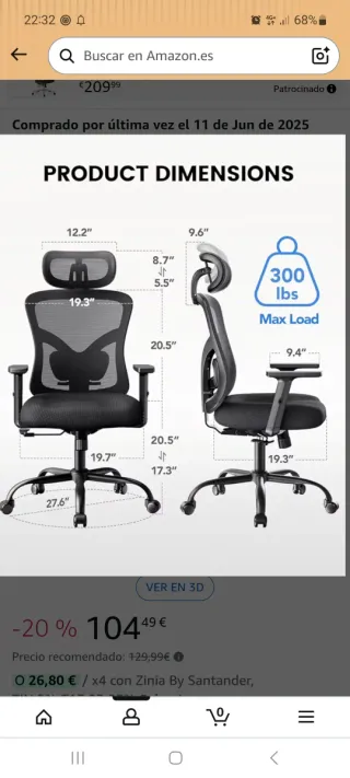 Sillas de Oficina Ergonómicas en negro.