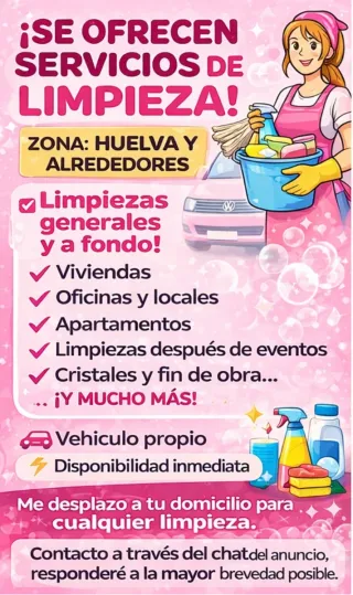 LIMPIADORA POR HORAS CON VEHICULO PROPIO.