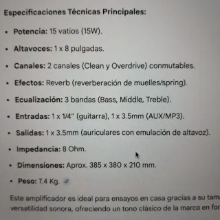 Amplificador Marshall MG15CFR