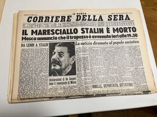 Riproduzioni prime pagine Corriere della Sera