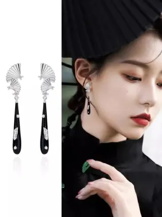 Pendientes largos abanico vintage