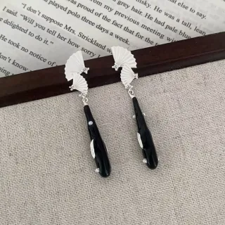 Pendientes largos abanico vintage