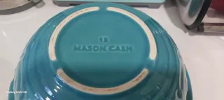 Tigela de Mistura Cerâmica Azul e Bege